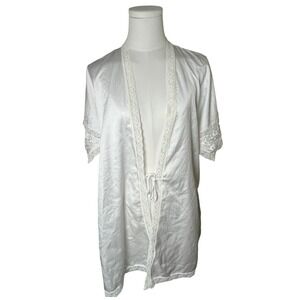 Vintage Bridal Lace Peignoir Robe White Nylon Carol Hochman Chervette Petite